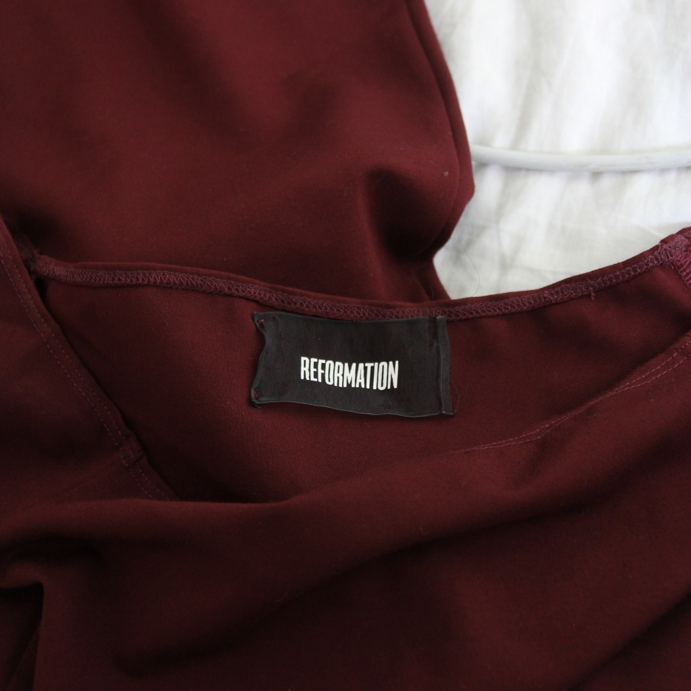 SOLD. Reformaton Burgundy Off Shoulder Dress - Picture 6 of 6